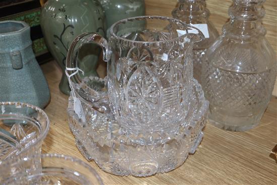 A pair of 19th century cut glass decanters and other cut glasswares